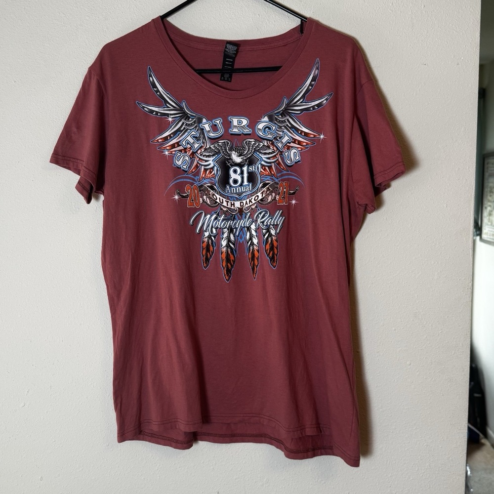 Sturgis 2021 81st Annual Motorcycle Rally T-Shirt XL Anvil Feather Eagle